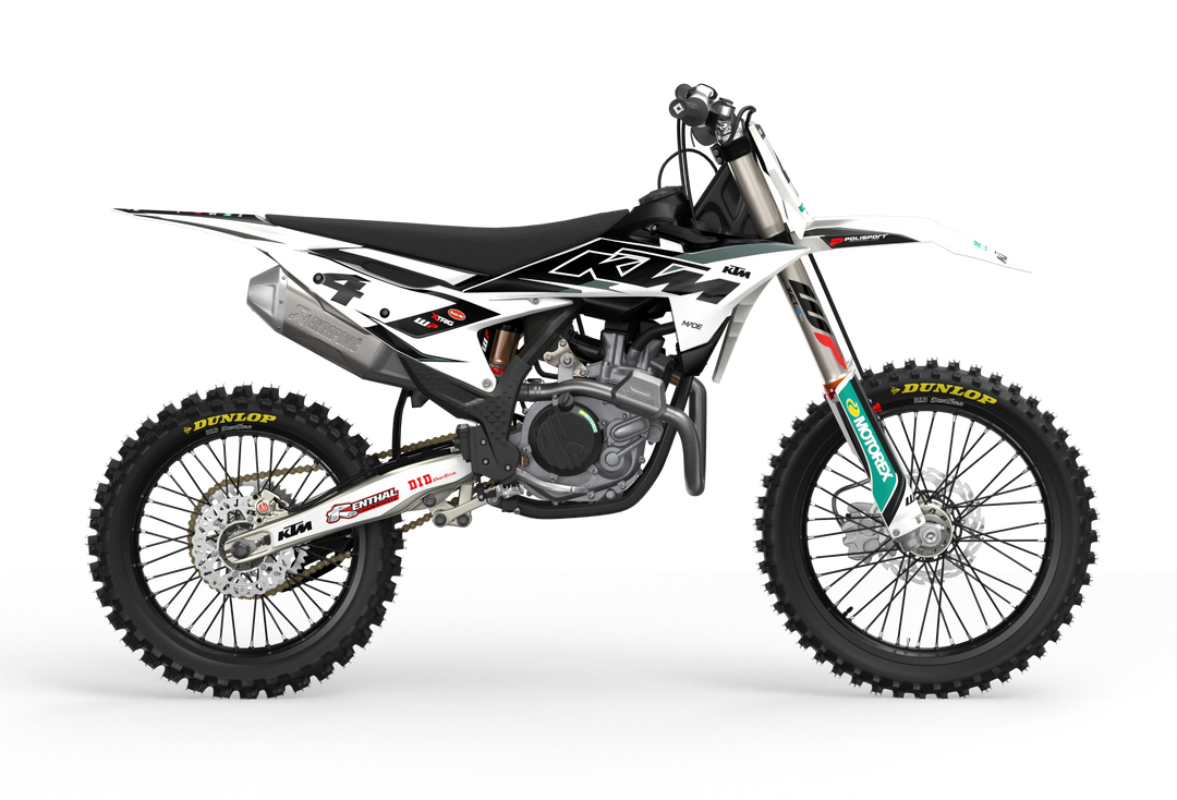 KTM SX SXF Motocross dirt bike premium graphics with big KTM logo and lines on sides from madestickers.com Grey#color_grey