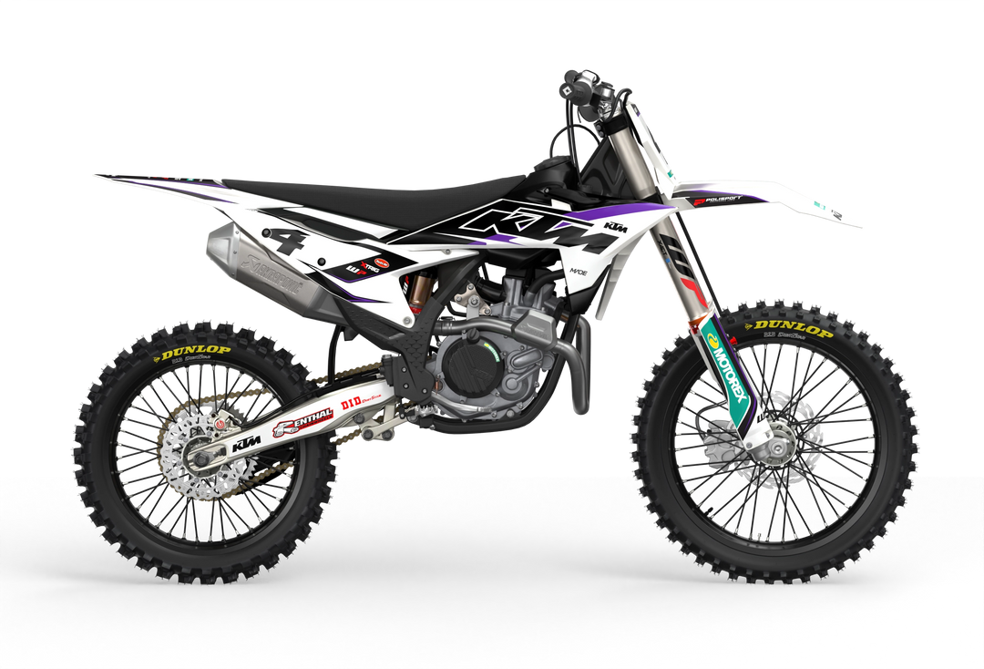 KTM SX SXF Motocross dirt bike premium graphics with big KTM logo and lines on sides from madestickers.com Purple#color_purple