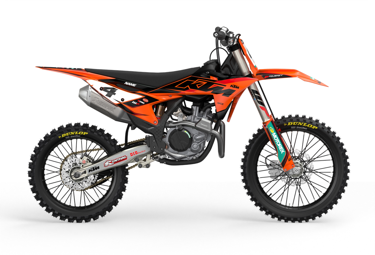 KTM SX SXF Motocross dirt bike premium graphics with big KTM logo and lines on sides from madestickers.com Red#color_red