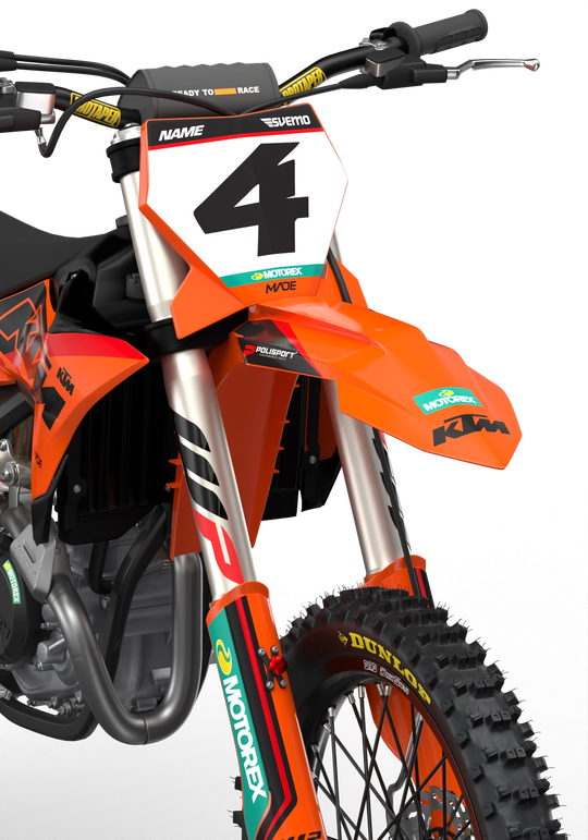 KTM SX SXF Motocross dirt bike premium graphics with big KTM logo and lines on sides from madestickers.com Red#color_red
