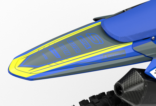 Sherco SE enduro Factory dirt bike graphics, Yellow, blue, grey, black colors
Blue#color_blue