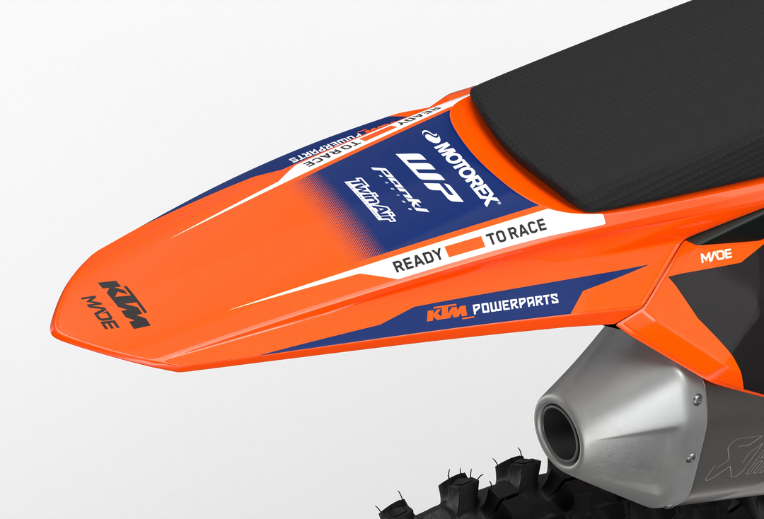 KTM SX SXF Premium graphic kit with orange base and KTM logo on sides from madestickers.com Blue#color_blue