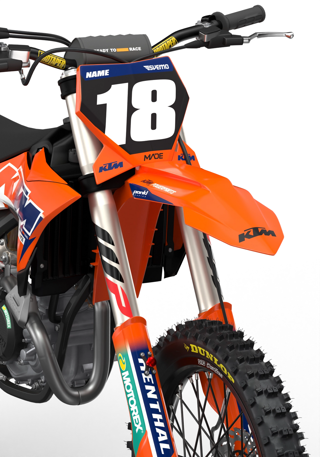 KTM SX SXF Premium graphic kit with orange base and KTM logo on sides from madestickers.com Blue#color_blue
