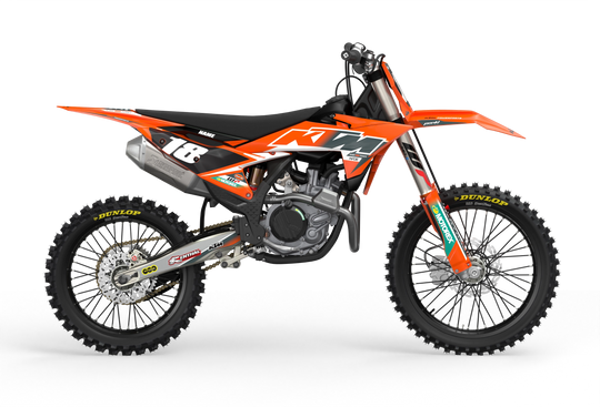 KTM SX SXF Premium graphic kit with orange base and KTM logo on sides from madestickers.com Grey#color_grey