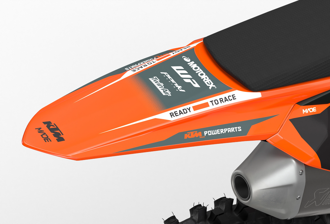 KTM SX SXF Premium graphic kit with orange base and KTM logo on sides from madestickers.com Grey#color_grey