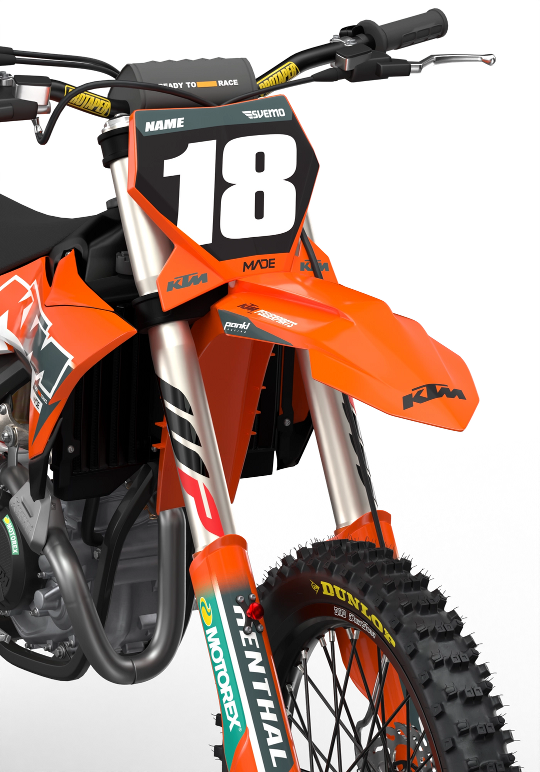 KTM SX SXF Premium graphic kit with orange base and KTM logo on sides from madestickers.com Grey#color_grey