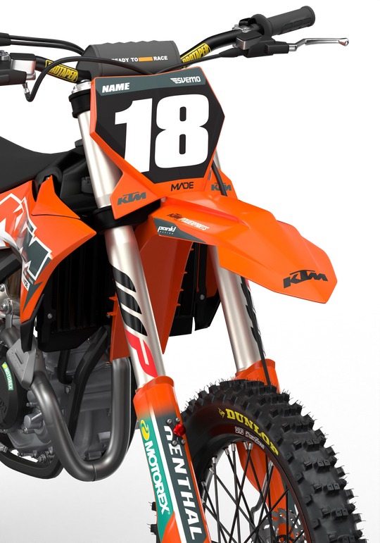 KTM SX SXF Premium graphic kit with orange base and KTM logo on sides from madestickers.com Grey#color_grey