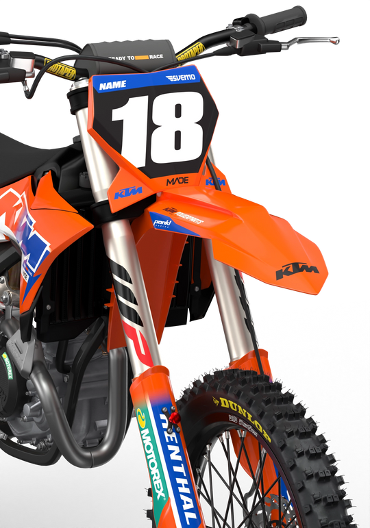 KTM SX SXF Premium graphic kit with orange base and KTM logo on sides from madestickers.com LightBlue#color_lightblue