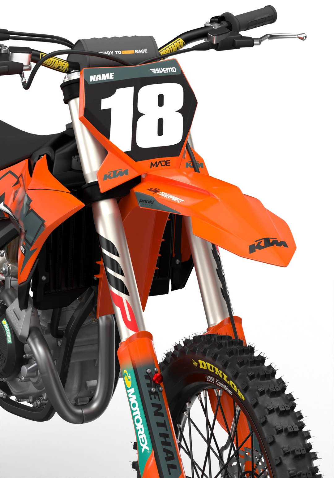 KTM SX SXF Premium graphic kit with orange base and KTM logo on sides from madestickers.com Grey#color_grey