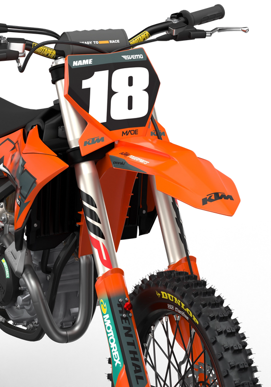 KTM SX SXF Premium graphic kit with orange base and KTM logo on sides from madestickers.com Grey#color_grey
