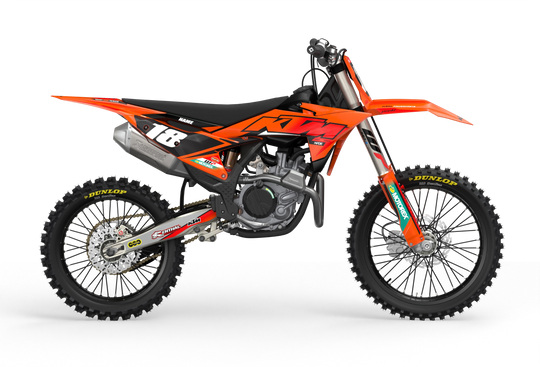 KTM SX SXF Premium graphic kit with orange base and KTM logo on sides from madestickers.com Red#color_red