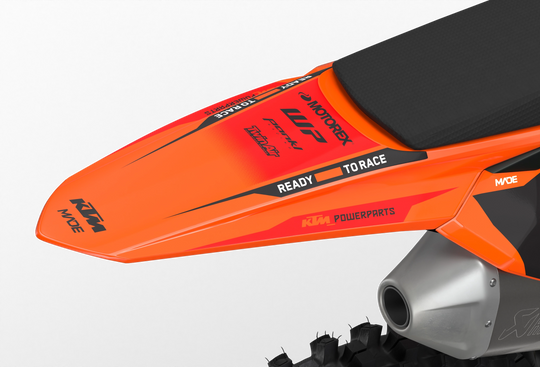 KTM SX SXF Premium graphic kit with orange base and KTM logo on sides from madestickers.com Red#color_red