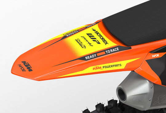 KTM SX SXF Premium graphic kit with orange base and KTM logo on sides from madestickers.com Yellow#color_yellow