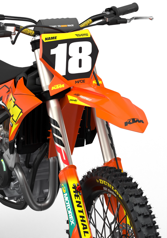 KTM SX SXF Premium graphic kit with orange base and KTM logo on sides from madestickers.com Yellow#color_yellow