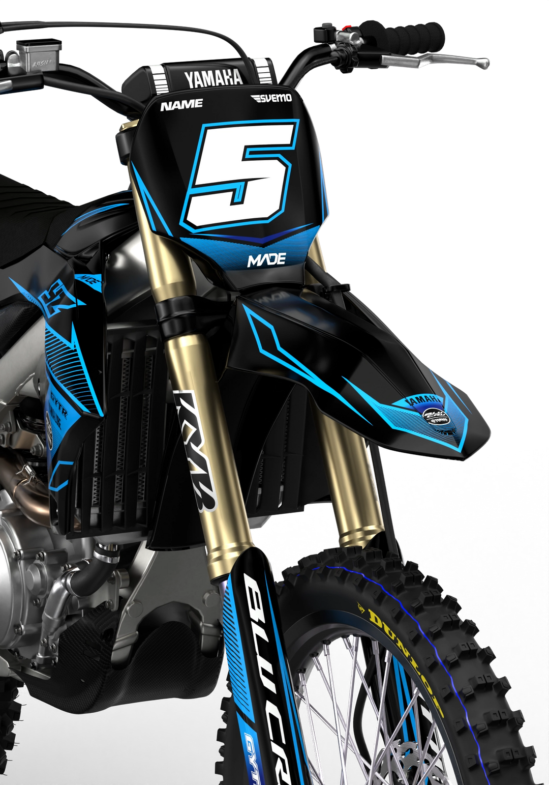 Yamaha YZ YZF Line graphics with big logo on sides, premium stickers from madestickers.com Black#color_black