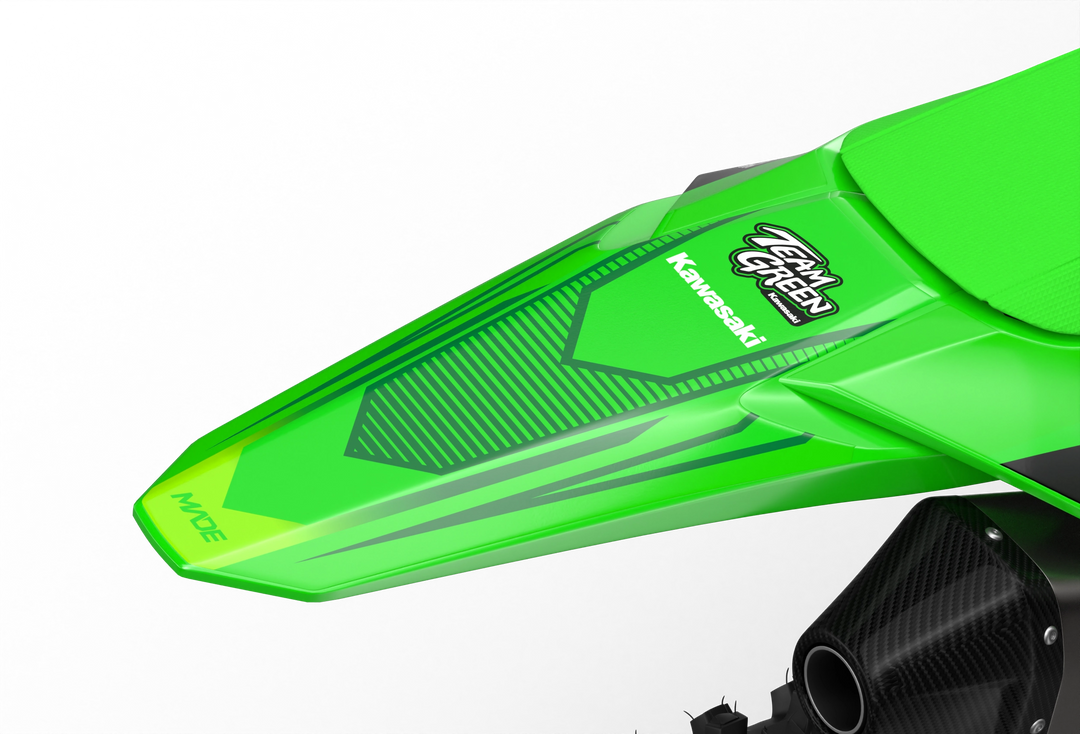 Kawasaki KX premium graphics with KX logo in sides and stripe texture and gradient shapes DarkGreen#color_darkgreen