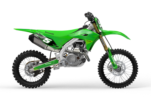 Kawasaki KX premium graphics with KX logo in sides and stripe texture and gradient shapes Green#color_green