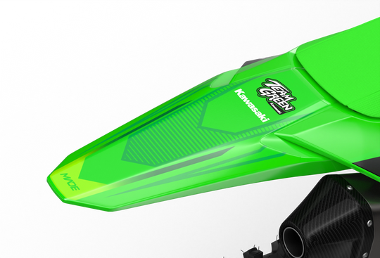 Kawasaki KX premium graphics with KX logo in sides and stripe texture and gradient shapes Green#color_green
