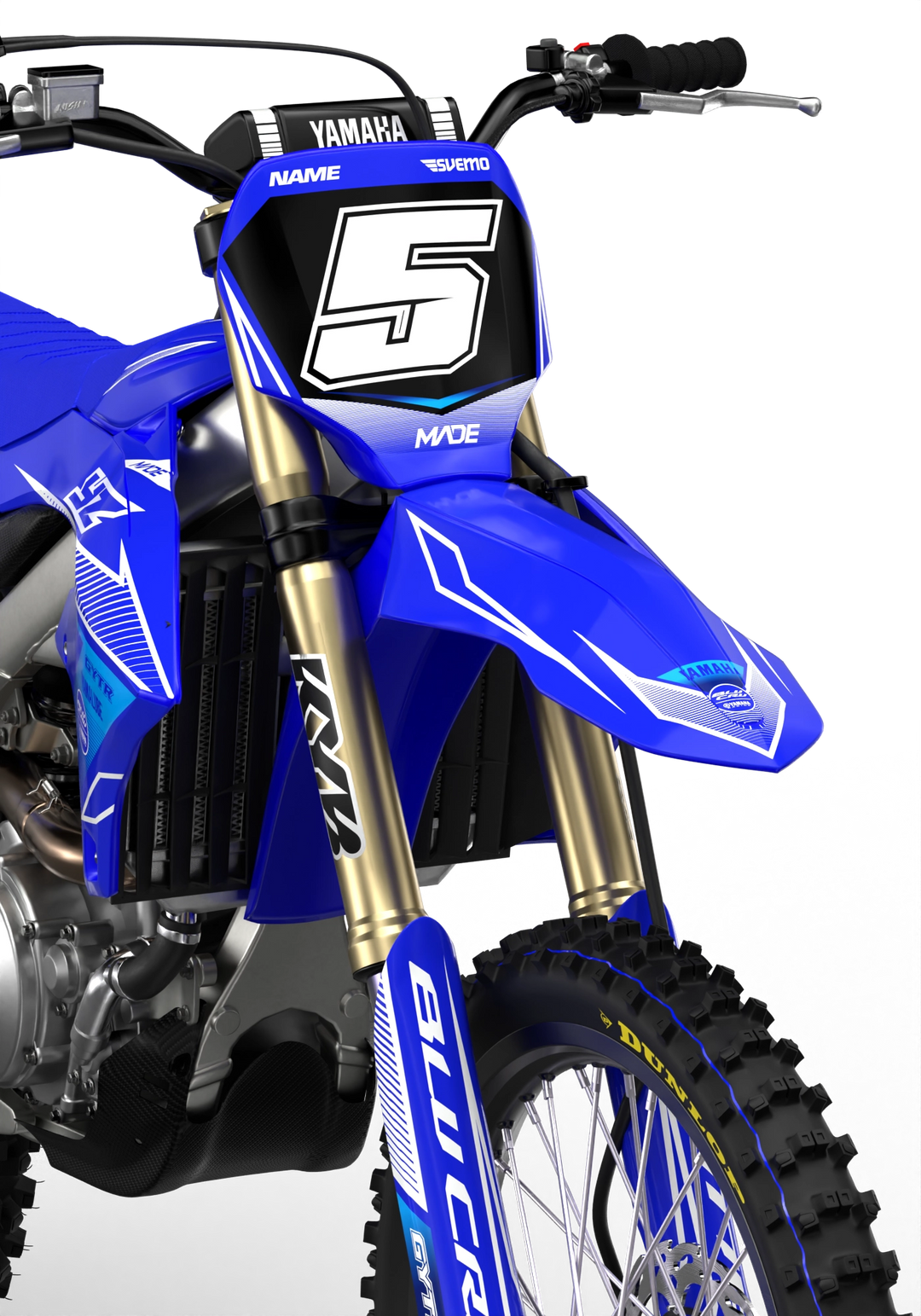 Yamaha YZ YZF Line graphics with big logo on sides, premium stickers from madestickers.com WhiteBlue#color_whiteblue