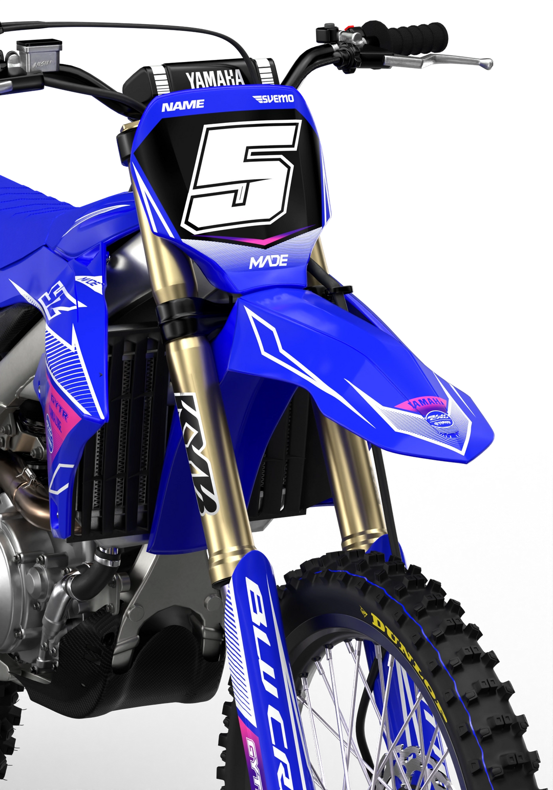 Yamaha YZ YZF Line graphics with big logo on sides, premium stickers from madestickers.com WhitePink#color_whitepink