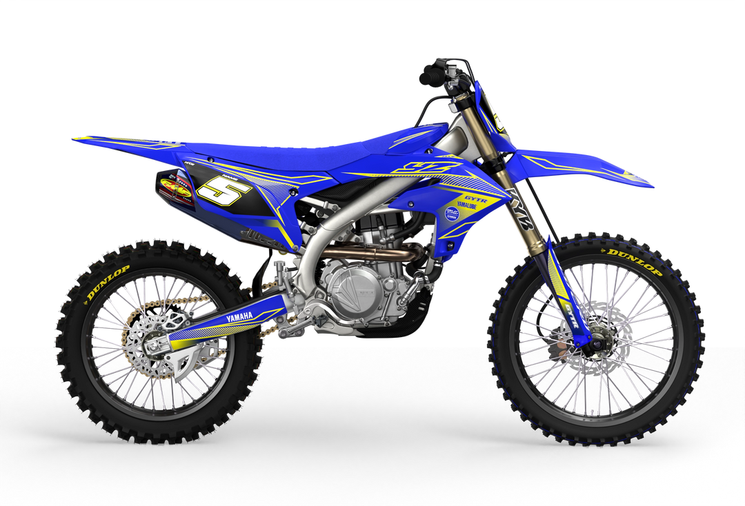 Yamaha YZ YZF Line graphics with big logo on sides, premium stickers from madestickers.com YellowBlue#color_yellowblue