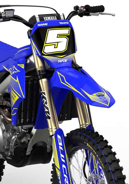Yamaha YZ YZF Line graphics with big logo on sides, premium stickers from madestickers.com YellowBlue#color_yellowblue