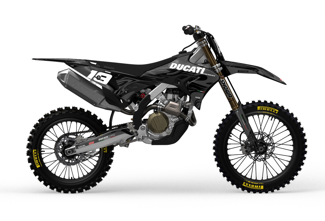 Ducati Desmo MX graphics with Liquid design pattern from madestickers.com Black#color_black