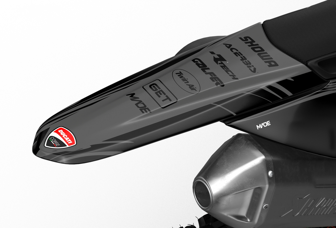 Ducati Desmo MX graphics with Liquid design pattern from madestickers.com Black#color_black