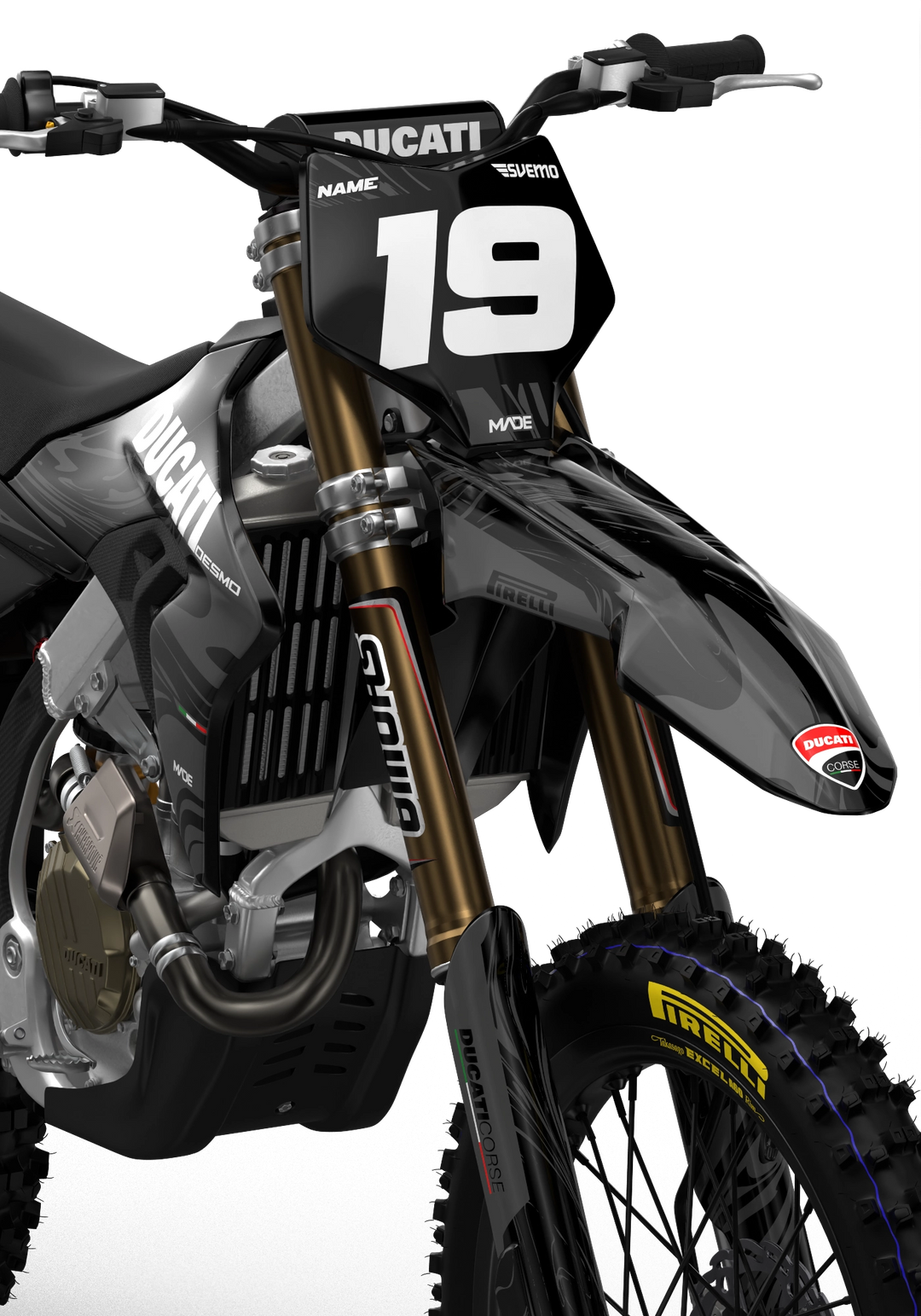 Ducati Desmo MX graphics with Liquid design pattern from madestickers.com Black#color_black