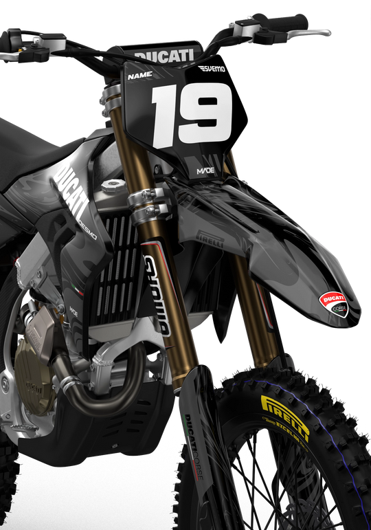 Ducati Desmo MX graphics with Liquid design pattern from madestickers.com Black#color_black