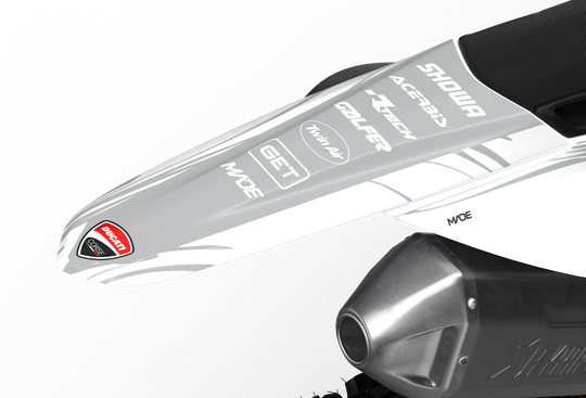 Ducati Desmo MX graphics with Liquid design pattern from madestickers.com White#color_white