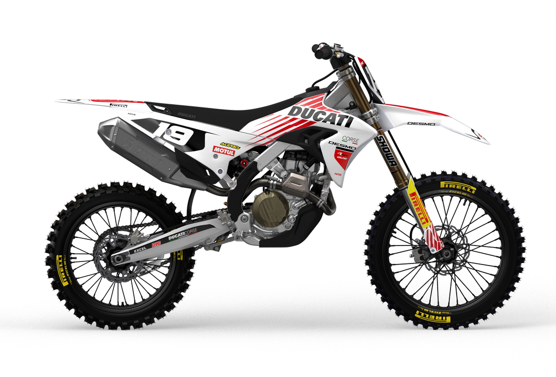 Ducati Desmo MX Lite graphics with simple design from madestickers.com White#color_white