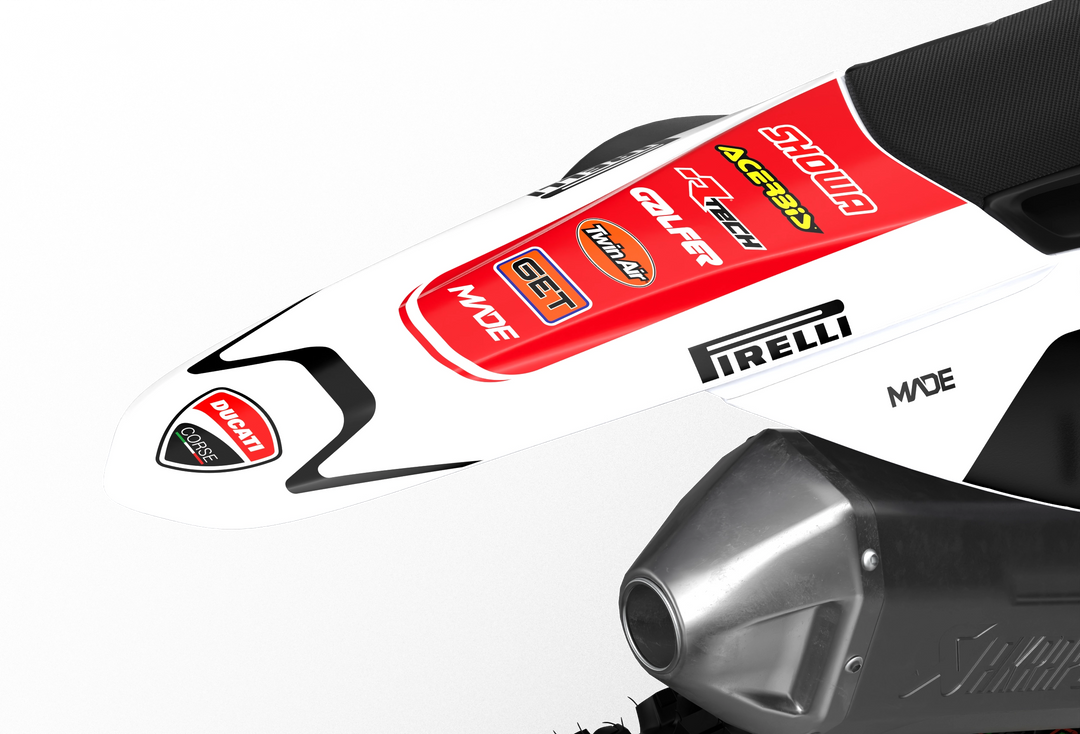 Ducati Desmo MX Lite graphics with simple design from madestickers.com White#color_white