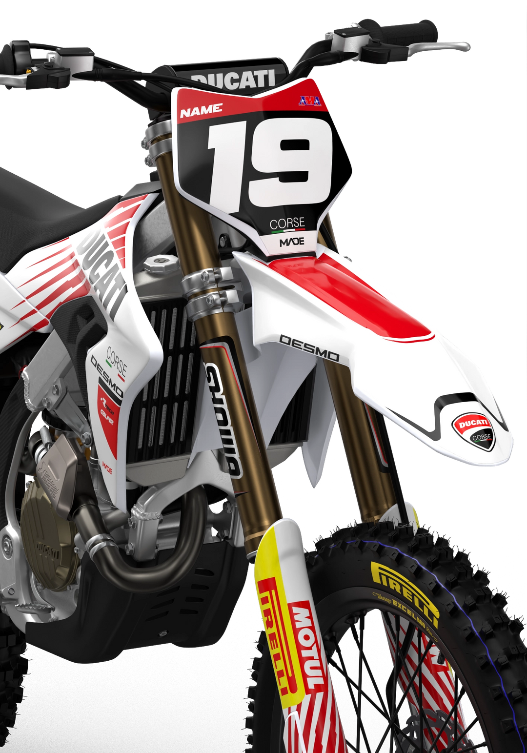 Ducati Desmo MX Lite graphics with simple design from madestickers.com White#color_white