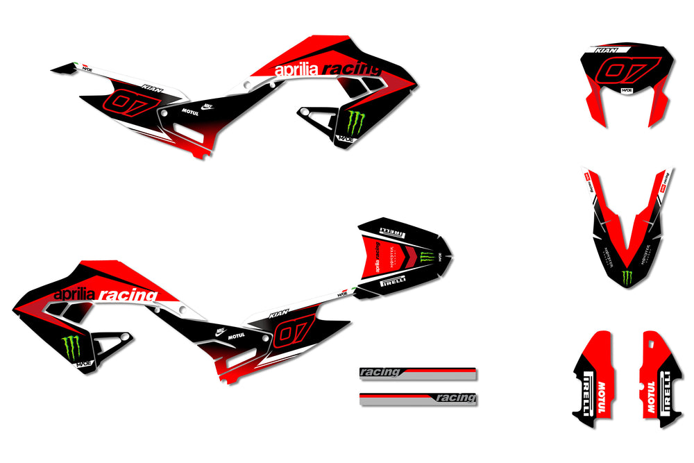 Aprilia Racing Red Premium graphics for mopeds