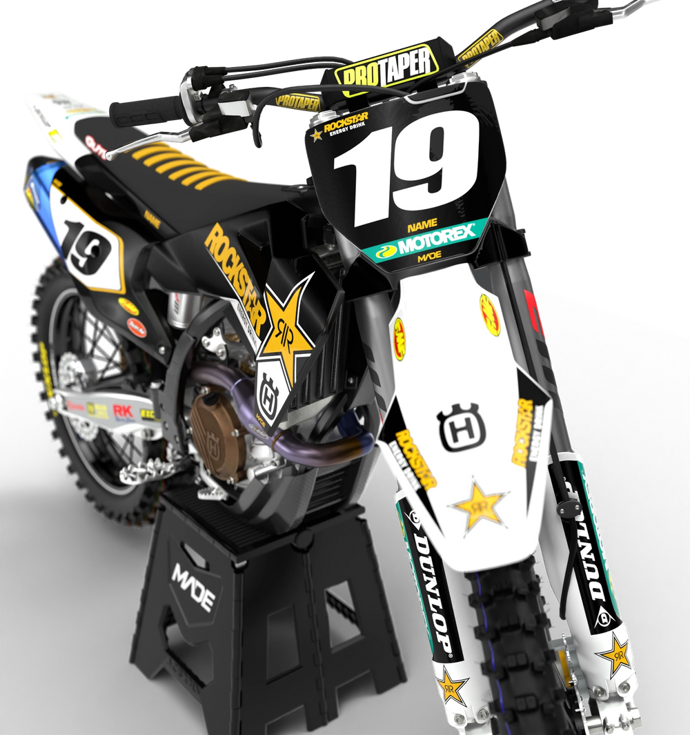 3D renders - Husqvarna MX graphics - Rockstar - white and black - madestickers.com