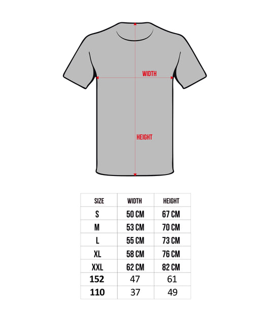 Size chart for t-shirts - madestickers.com