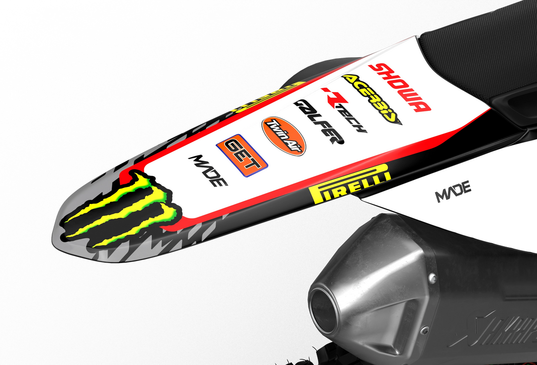 Ducati Desmo as stock design with monster energy logo on side shrouds, front and rear fenders from madestickers.com Black#color_black