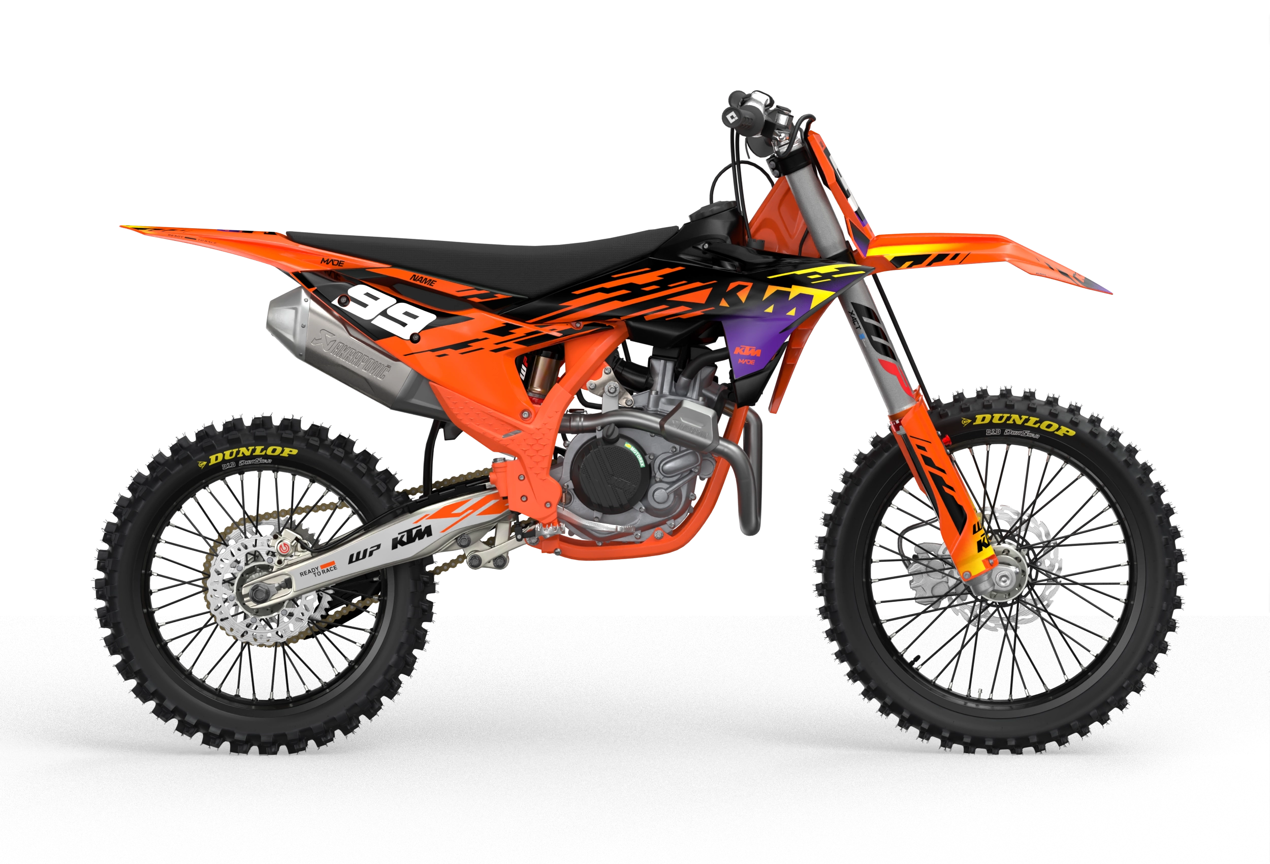 KTM SX SXF EXC 3D render motocross dirt bike with dope graphics for protection from madestickers.com BlackPurple#color_blackpurple