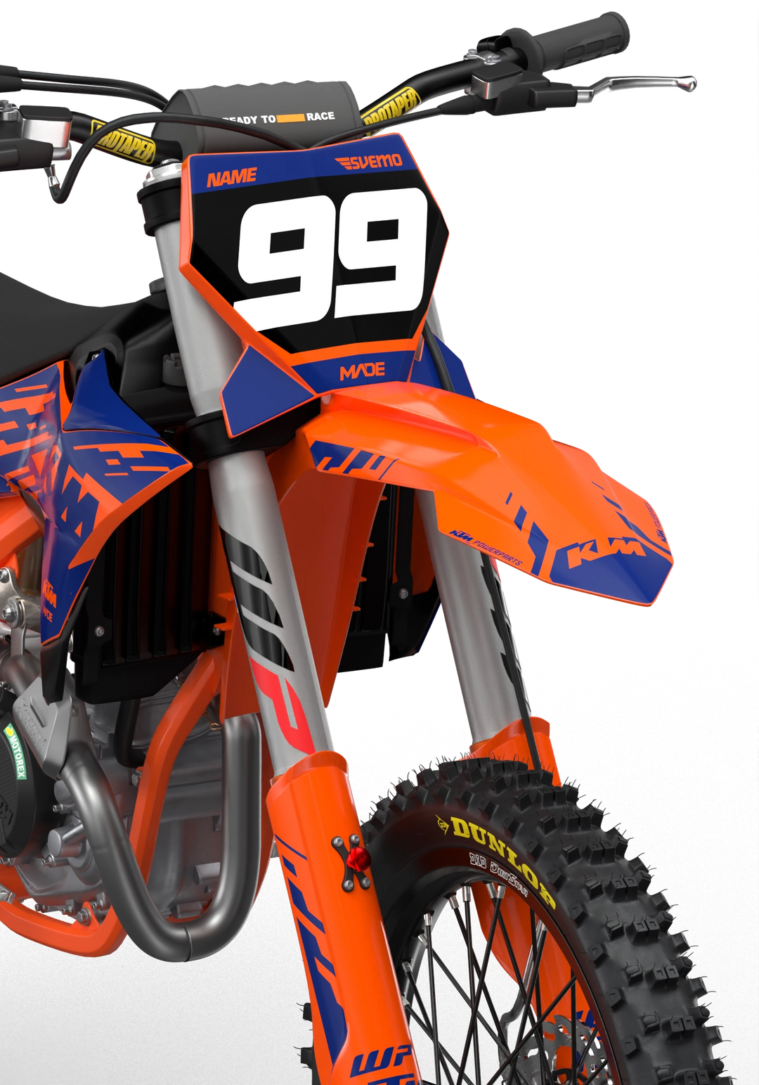 KTM SX SXF EXC 3D render motocross dirt bike with dope graphics for protection from madestickers.com Blue#color_blue