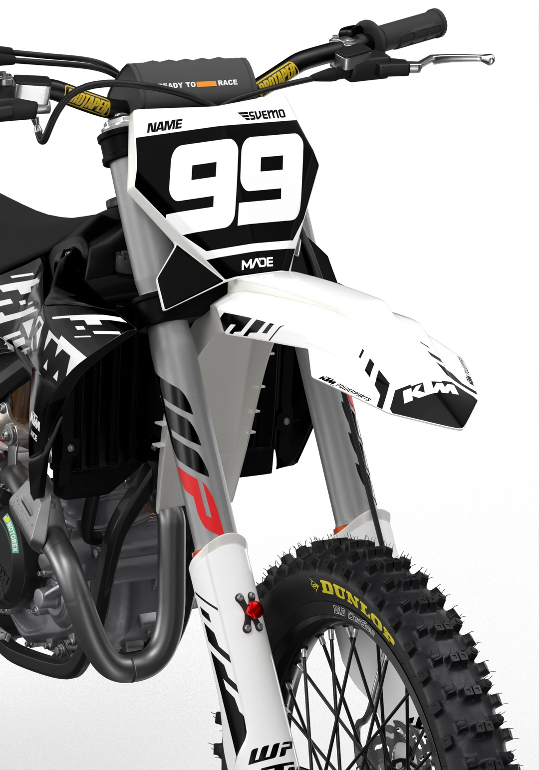 KTM SX SXF EXC 3D render motocross dirt bike with dope graphics for protection from madestickers.com White#color_white