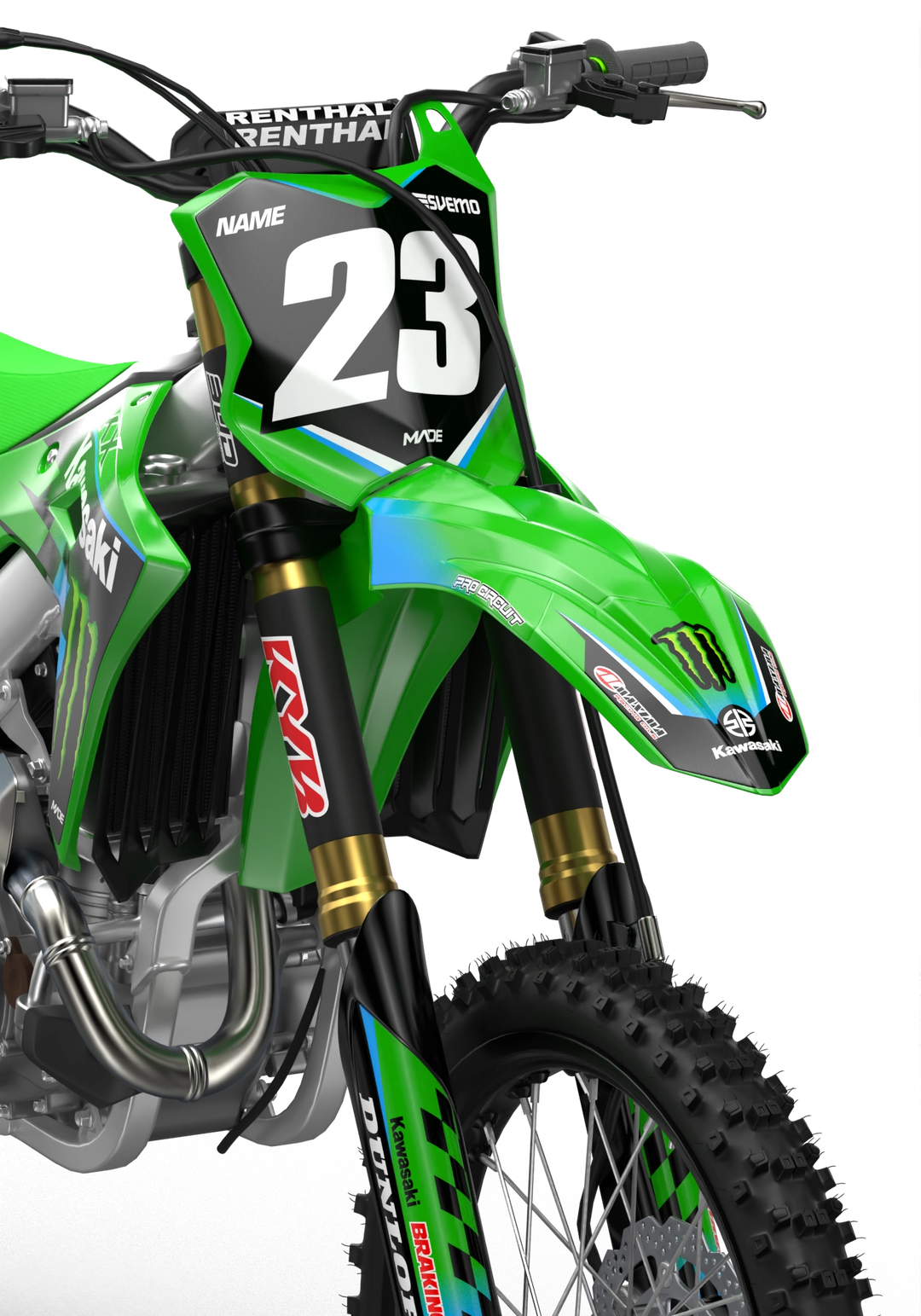 Kawasaki KXF motocross graphics design Victory Blue#color_blue