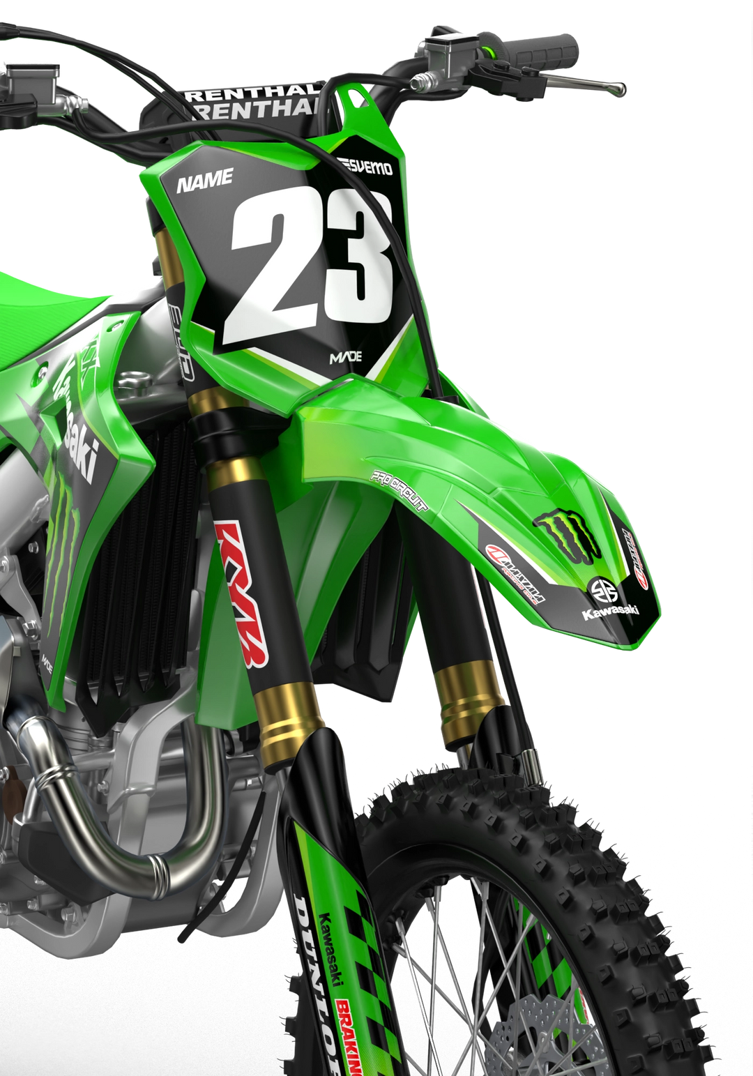 Kawasaki KXF motocross graphics design Victory Green#color_green