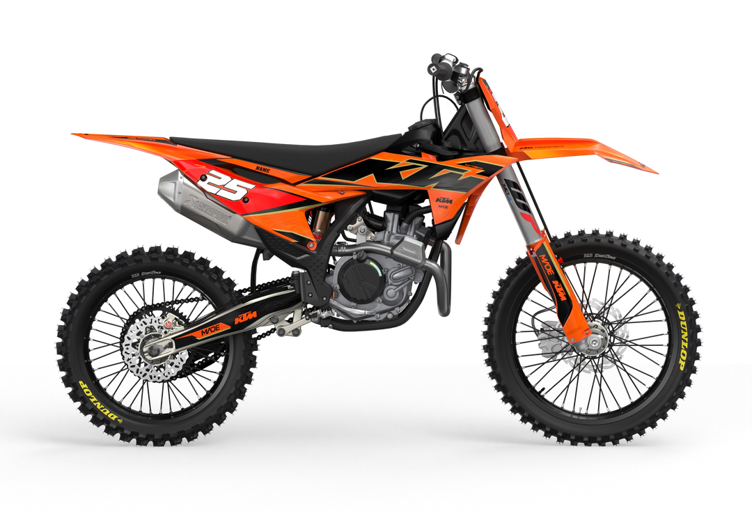 Visby KTM SXF dirt bike motocross graphics - 3D render picture - madestickers OrangeBlack#color_orangeblack