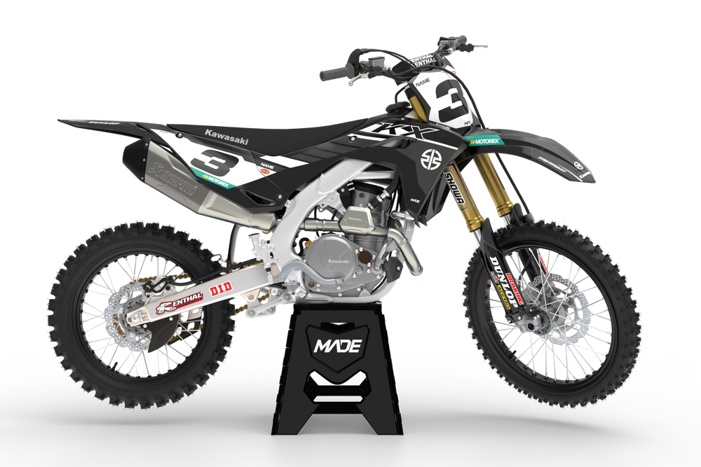 Kawasaki Motocross - dirt bike - enduro - MX graphics - stickers - madestickers.com Black#color_black