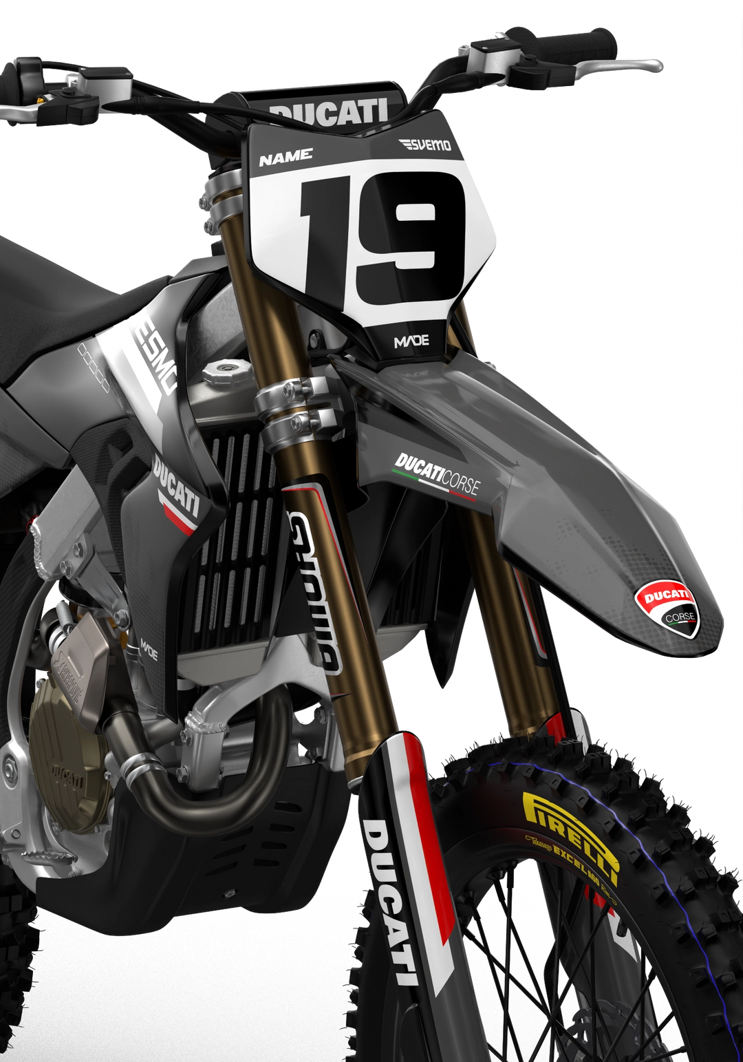 Ducati Desmo Zorg simple graphics to protect your dirt bike from madestickers.com Grey#color_grey